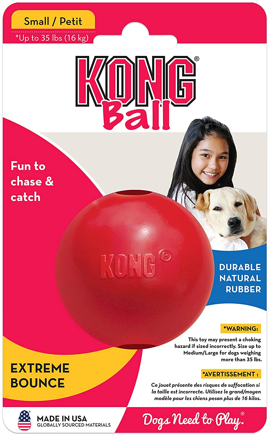KONG Ball with Hole - Dog Fetch Toy - Classic Rubber Ball for Training and Playtime - for Small Dogs Red - Image 3