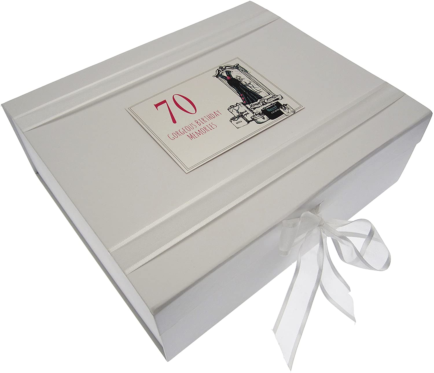 White Cotton Cards 70th Birthday, Large Keepsake Box, Evening Dress