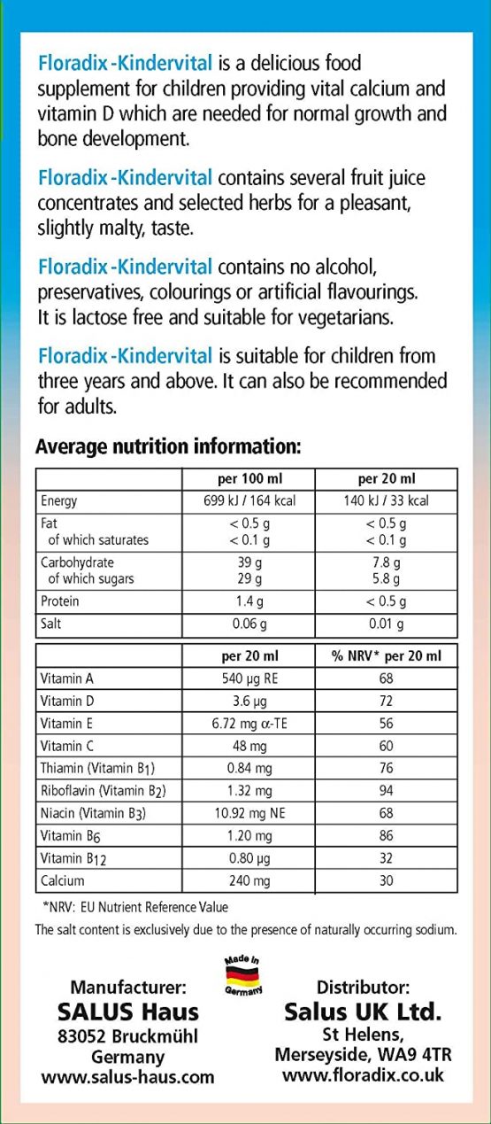 FloradixF Kindervital Formula For Children 250ml - Image 2