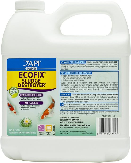 API POND ECOFIX SLUDGE DESTROYER Pond Water Clarifier and Sludge Remover Treatment 1.89 L Bottle