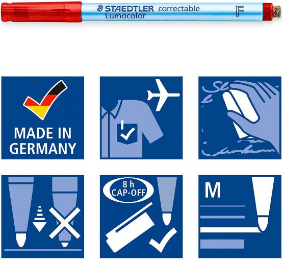 Staedtler 305 °F – 2 Overhead Projector Film Pen Fine Tip 0.6 mm Box of 10 – Red - Image 4