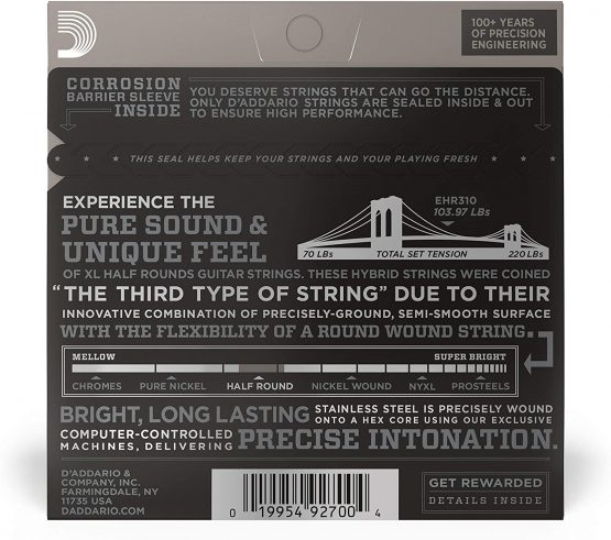 D'Addario EHR310 XL Half Rounds Regular Light (.010-.046) Electric Guitar Strings - Image 3