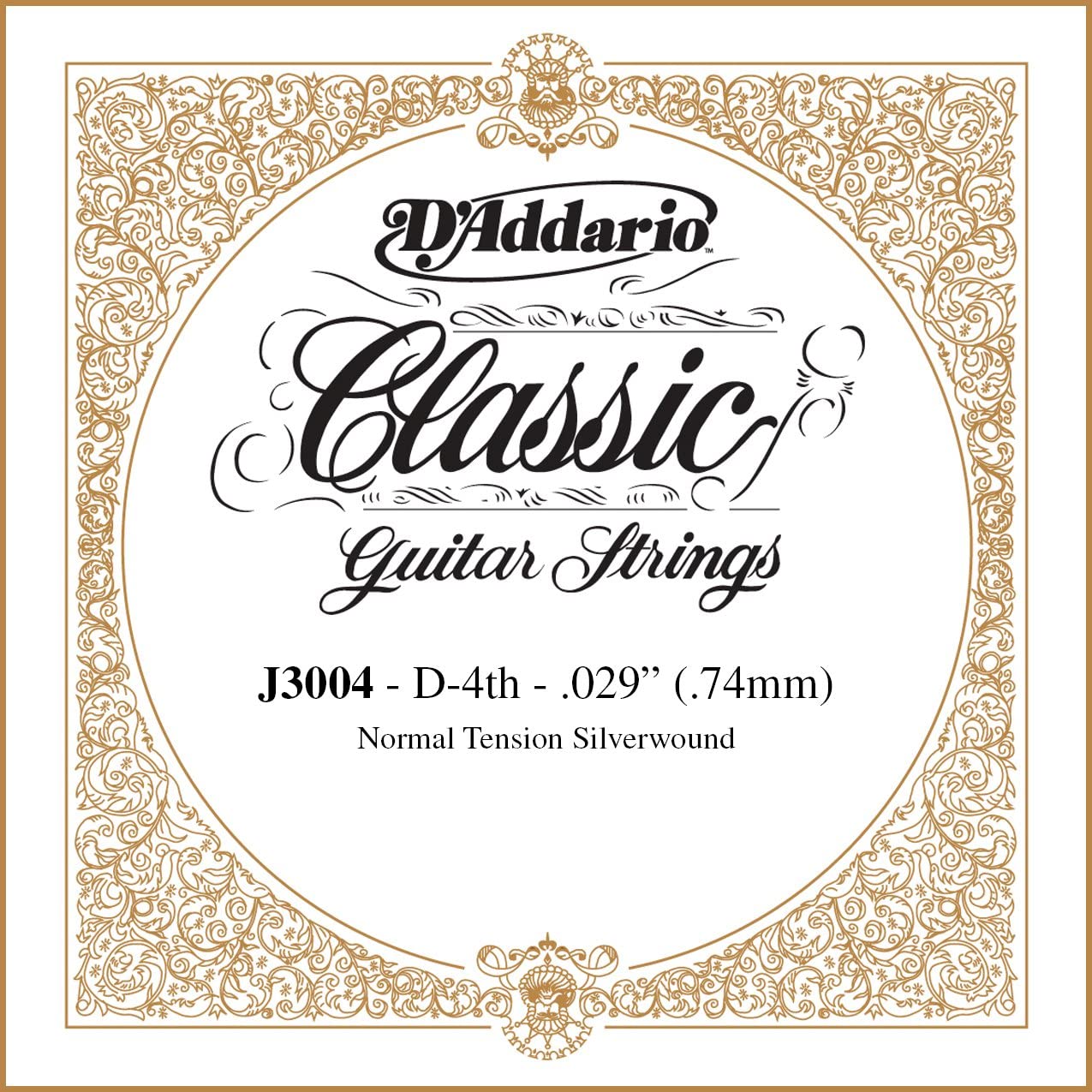 D'Addario Rectified Normal Tension Single Fourth String for Classical Guitar, Rectified Classical