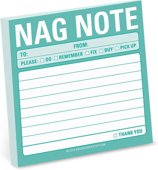 1-Count Knock Knock Nag Note Sticky Notes, to Do List Notepads, 3 x 3-inches Each (Simple Stickies)
