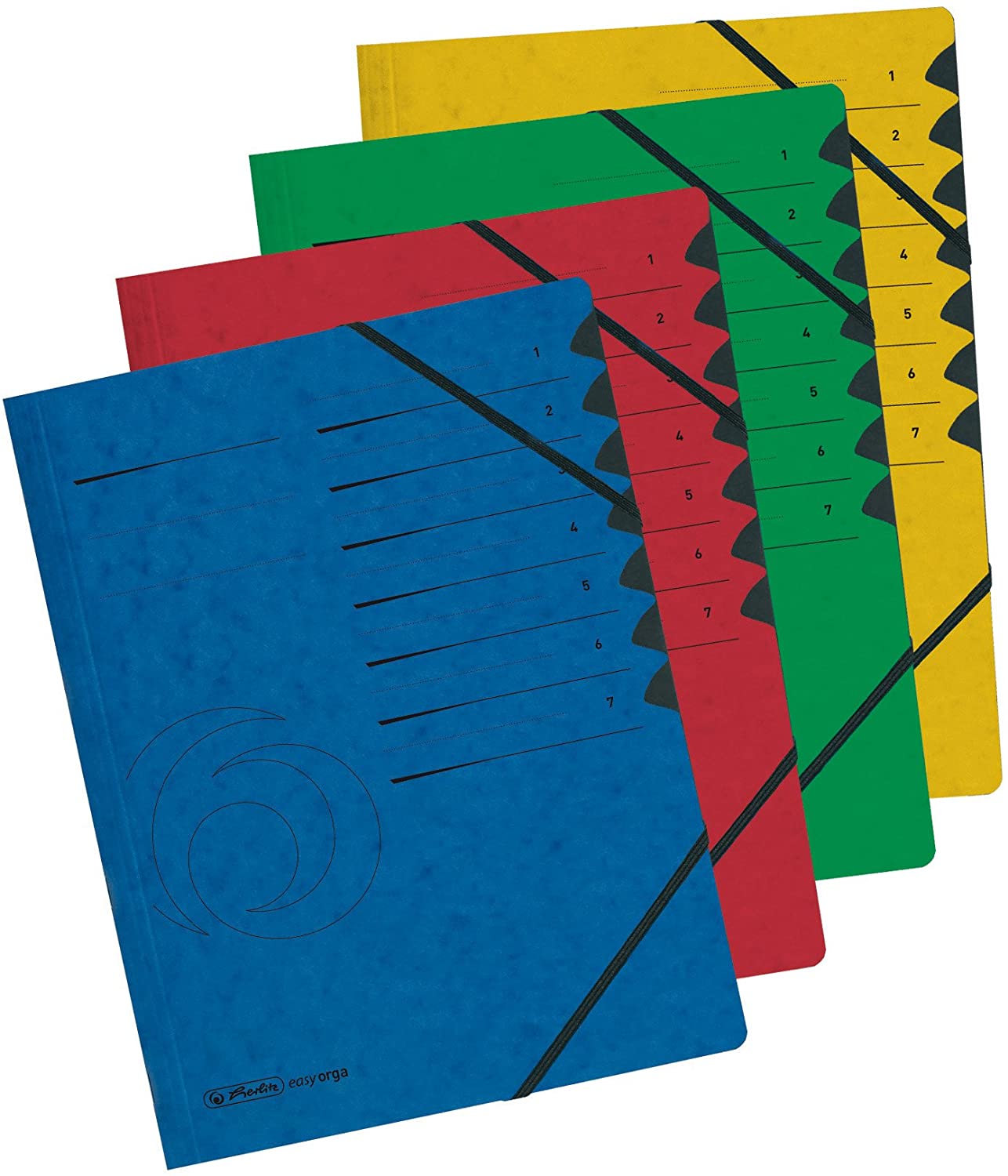 Herlitz Colorspan Part File Manilla Elasticated with Index Tabs 7-Part A4 Blue Ref 10843050, 1-7 - Image 4