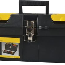 STANLEY Toolbox with Metal Latch, 2 Lid Organisers for Small Parts, Portable Tote Tray for Tools, 16 Inch, 1-92-065