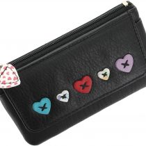 Mala Leather Lucy Collection Zip Top Coin Purse with Keyring & Pocket, RFID Protection 468_30 Black