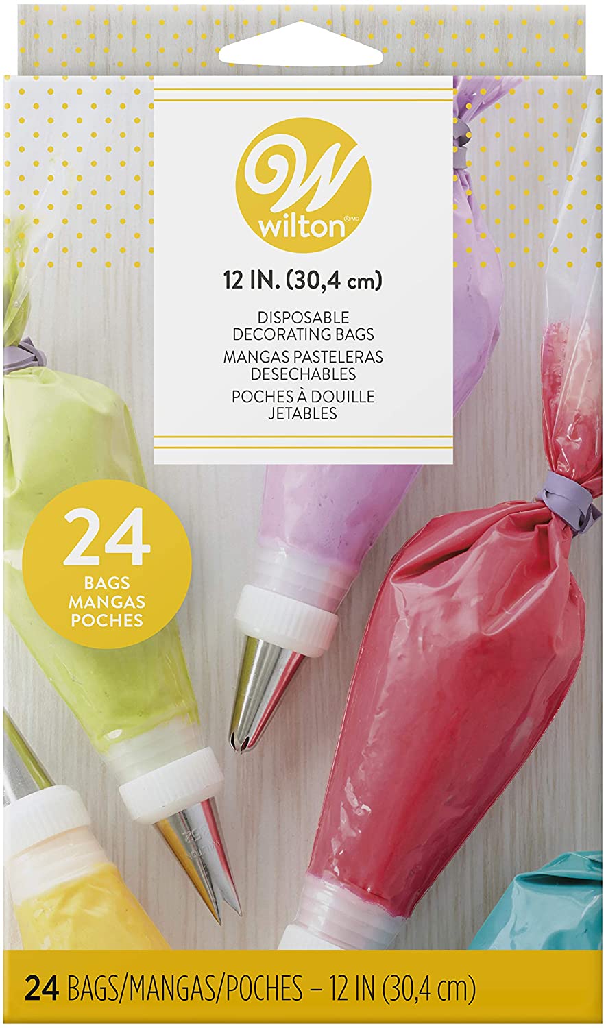 Wilton Disposable Decorating Piping Bags, 30.4cm (12in), pack of 24, Pink, 30.4 cms