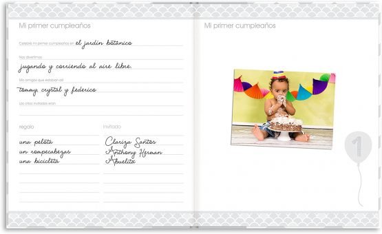 Pearhead P62212 Chevron Baby Memory Book with Clean Touch Ink Pad, Spanish Version, Grey - Image 4