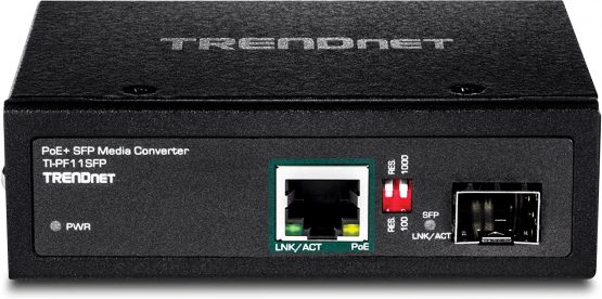 TRENDnet Industrial SFP to Gigabit PoE+ Media Converter 40km (Black) V1.0R Black TI-PF11SFP - Image 4