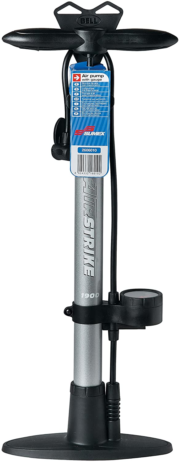 CAR+ 2606010 "Bike Style Hand Air Pump with Pressure Gauge, Multicolour
