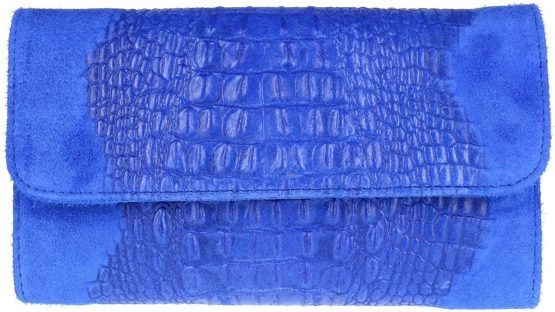 Girly Handbags Genuine Italian Suede Leather Croc Plain Clutch Bag