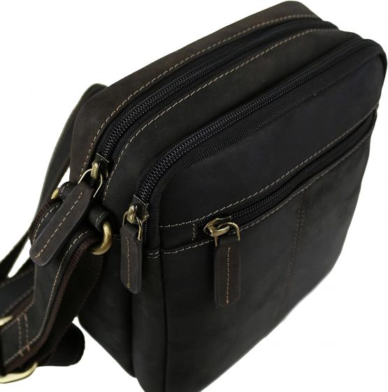 Ladies Mens Small Oiled Leather Cross Body Bag by Visconti; Merlin Travel - Image 4