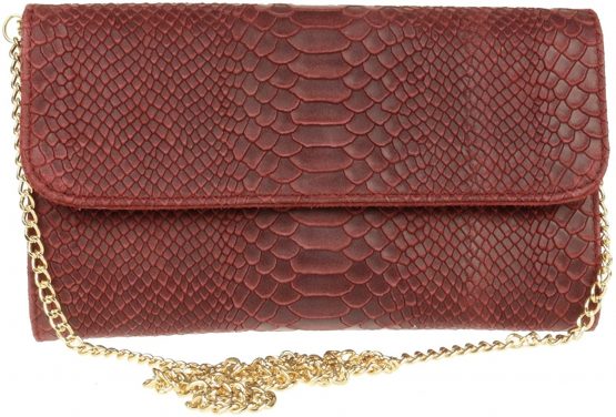Girly Handbags Italian Leather Snake Print Suede Clutch Bag - Image 4