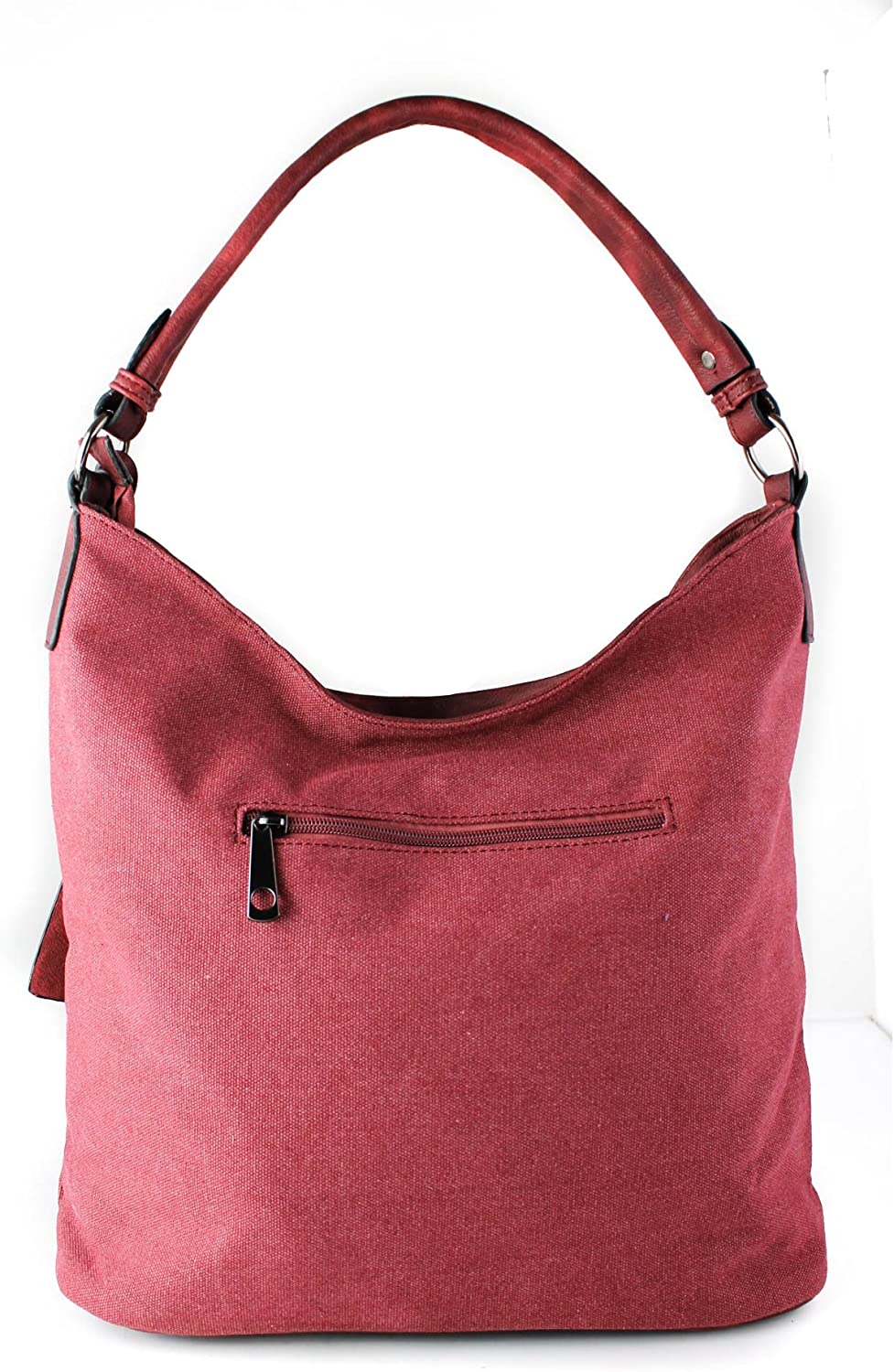 RedFox Sparking Rhinestone Embellished Star Canvas Shoulder Bag/Tote Shopper Large Size 35x30x14 cm, Red Dark Star - Image 2