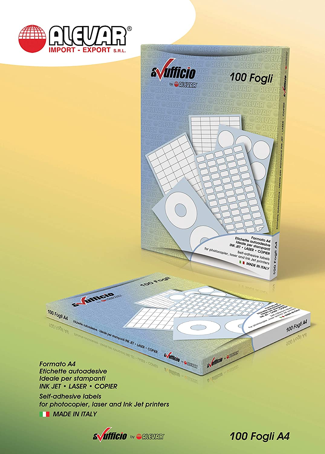 10 Adhesive Labels with margins on A4 Sheet Label Size mm 40 x 125 Conf. 100 Sheets, White, 40x125 mm
