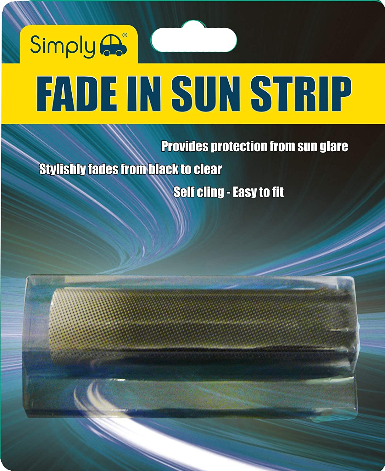 Simply FAD02 Car Windscreen Fade Strip, Provides Protection From Sun Glare, Self Cling Easily Fit & Remove Blue