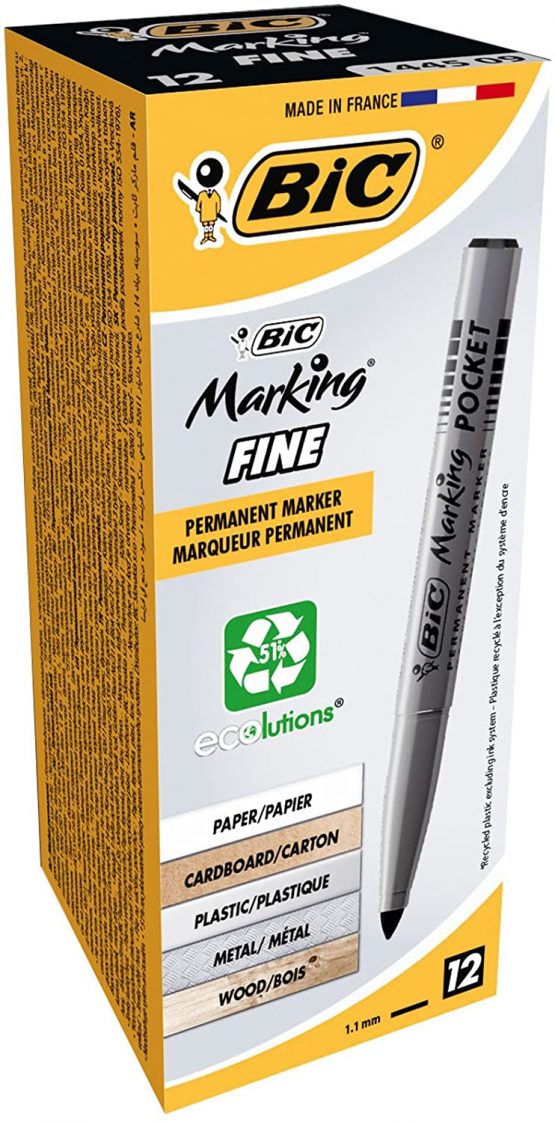 BIC Marking Permanent Markers Fine Tip Black 12 Box