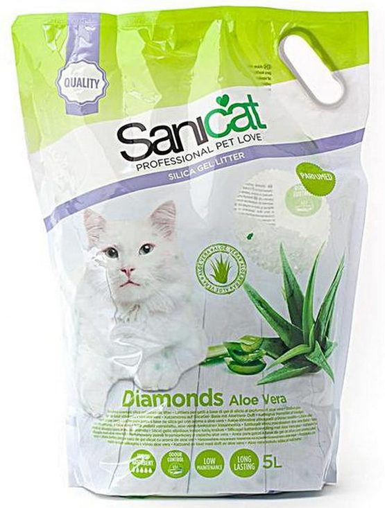 Sanicat Diamonds Aloe Vera Silica Gel 5 Litre Non Clumping Cat Litter