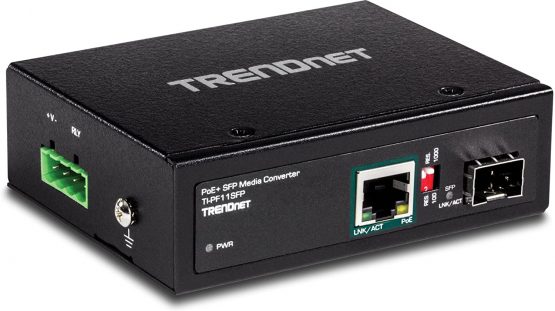 TRENDnet Industrial SFP to Gigabit PoE+ Media Converter 40km (Black) V1.0R Black TI-PF11SFP - Image 2