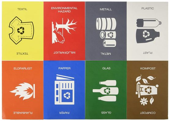 Recycling Stickers Eco Labels A5 8-Pack