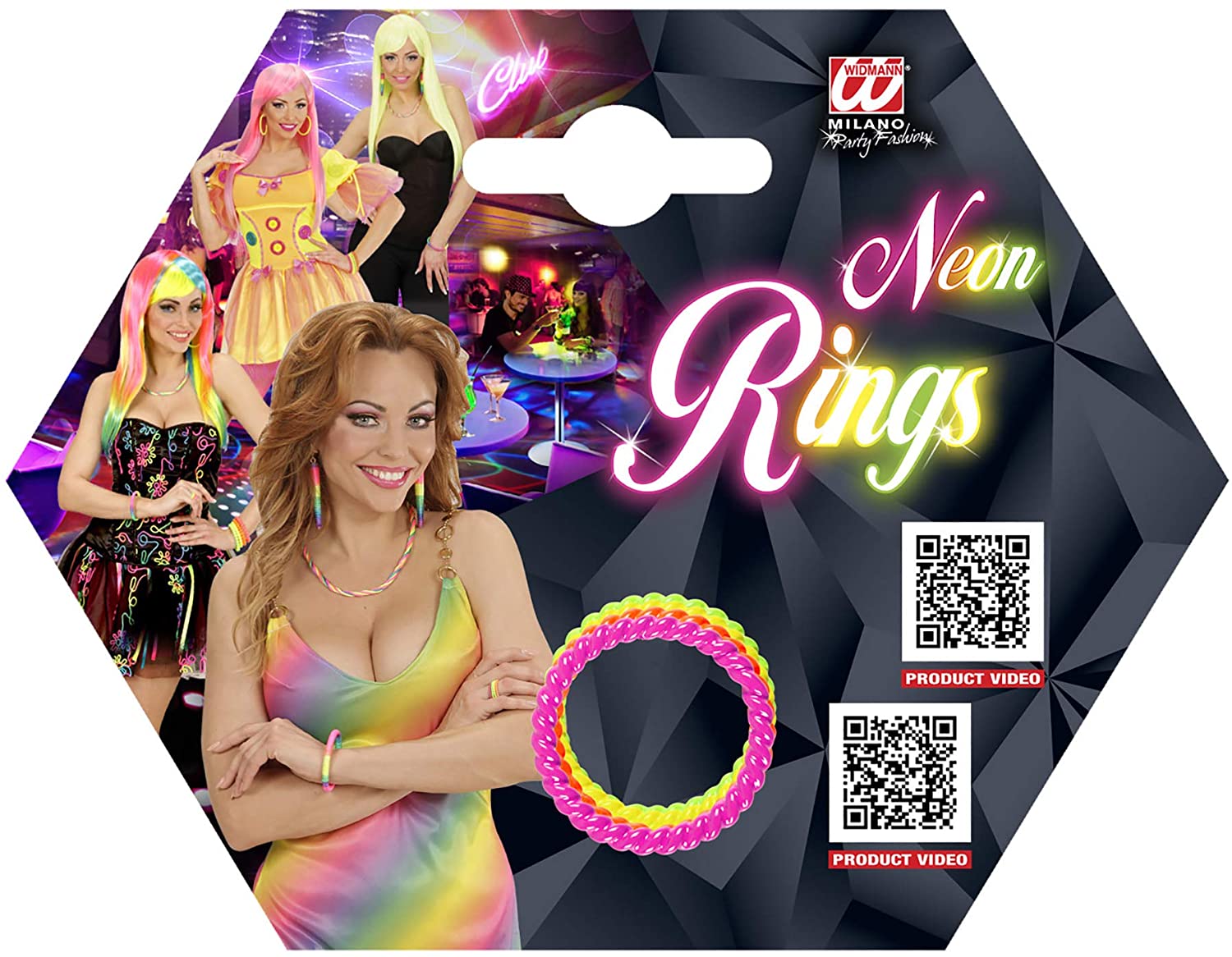 Widmann 03528 ? Set of 4 rings ? One size ? Neon, Multi-coloured - Image 3