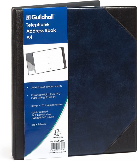 Exacompta Guildhall Leatherette Telephone/Address Book, A4