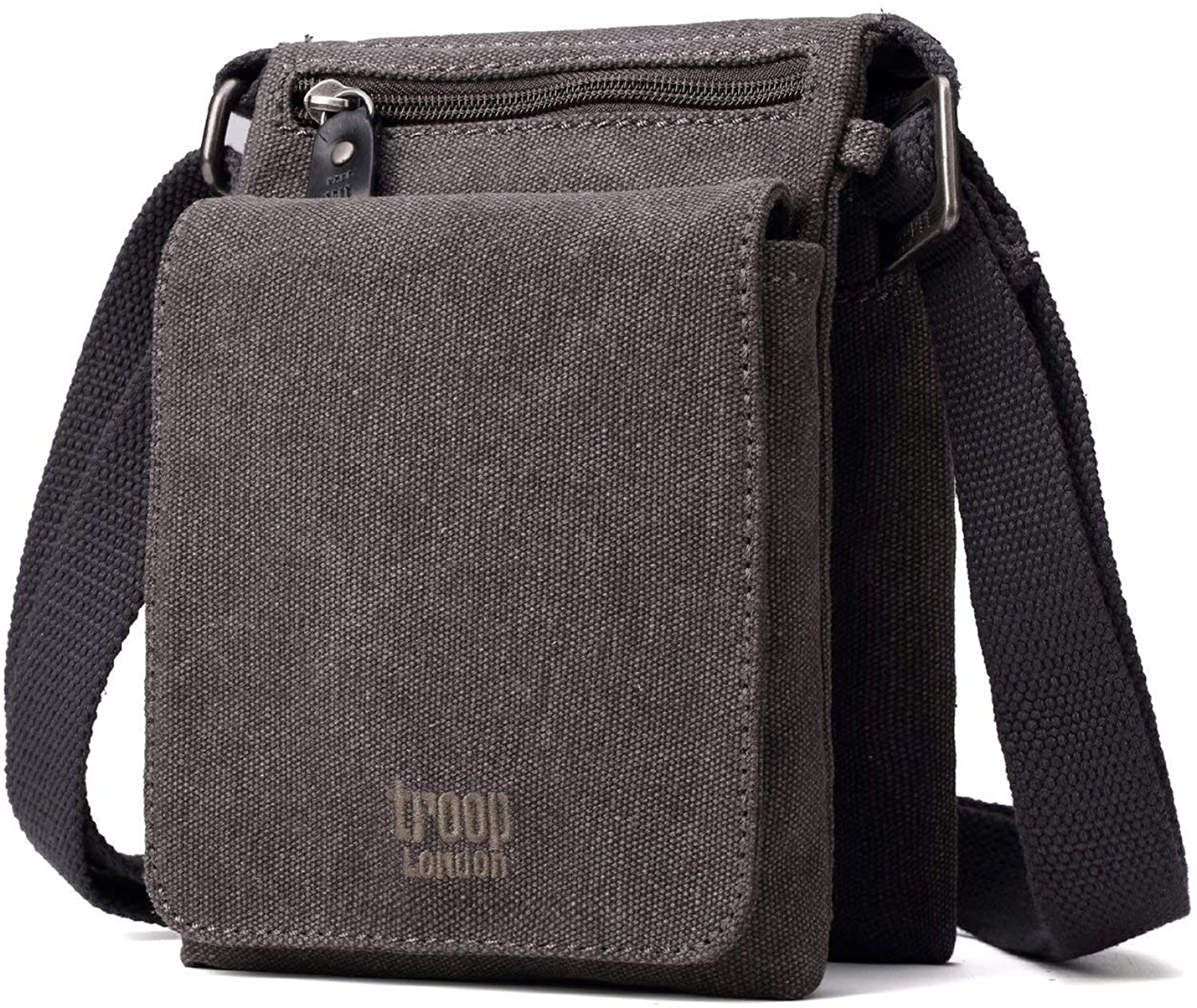 Troop London TRP0243L Classic Canvas Across Body Bag Brown - Image 4