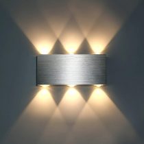Lightess 6W Led Wall Light Indoor Living Room Up Down Wall Light Silver Brushed Aluminum Wall Light for Bedroom Restaurant Hotel Stair Corridor Hallway Wall Lighting Fixture - 3200k Warm White