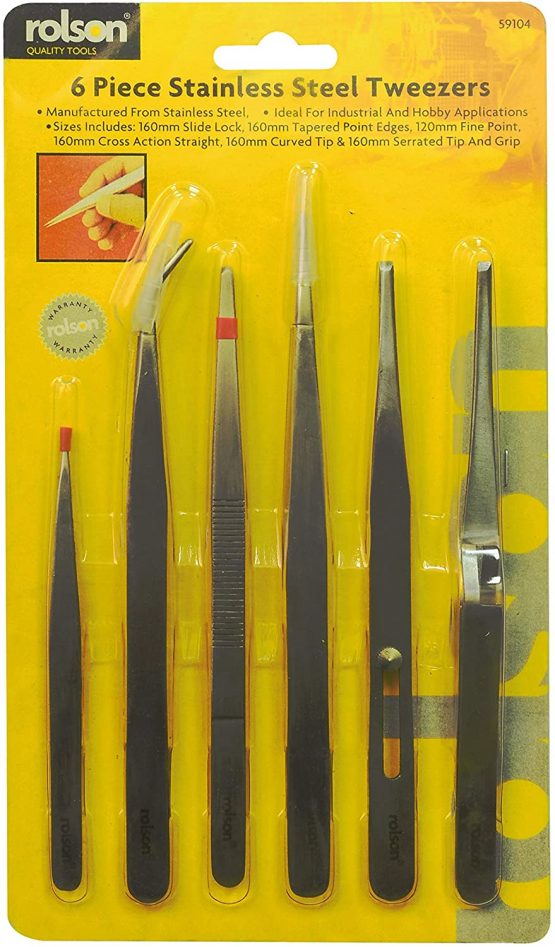 Rolson 59104 Stainless Steel Tweezers - 6 Pieces - Image 2
