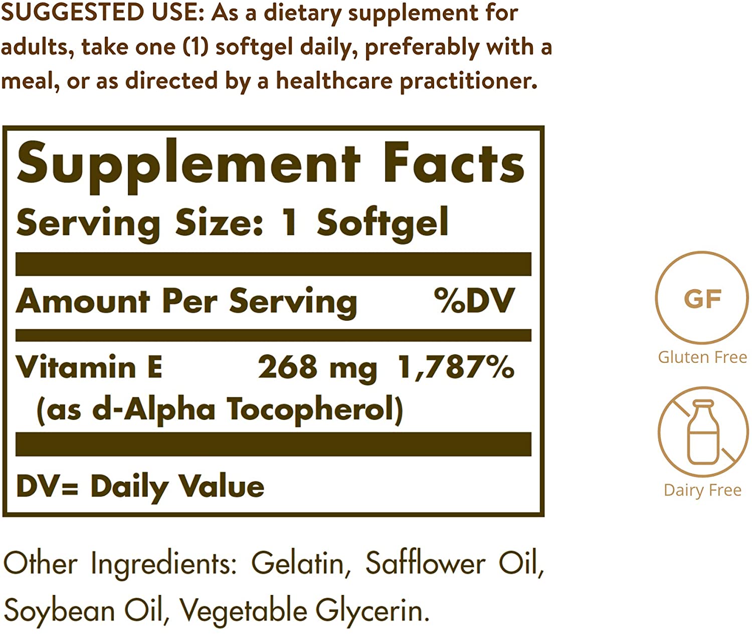 Solgar Natural Source Vitamin E 268 Milligram (400 IU) Softgels, Pack of 100, Protects Cells from Oxidative Stress - Image 2