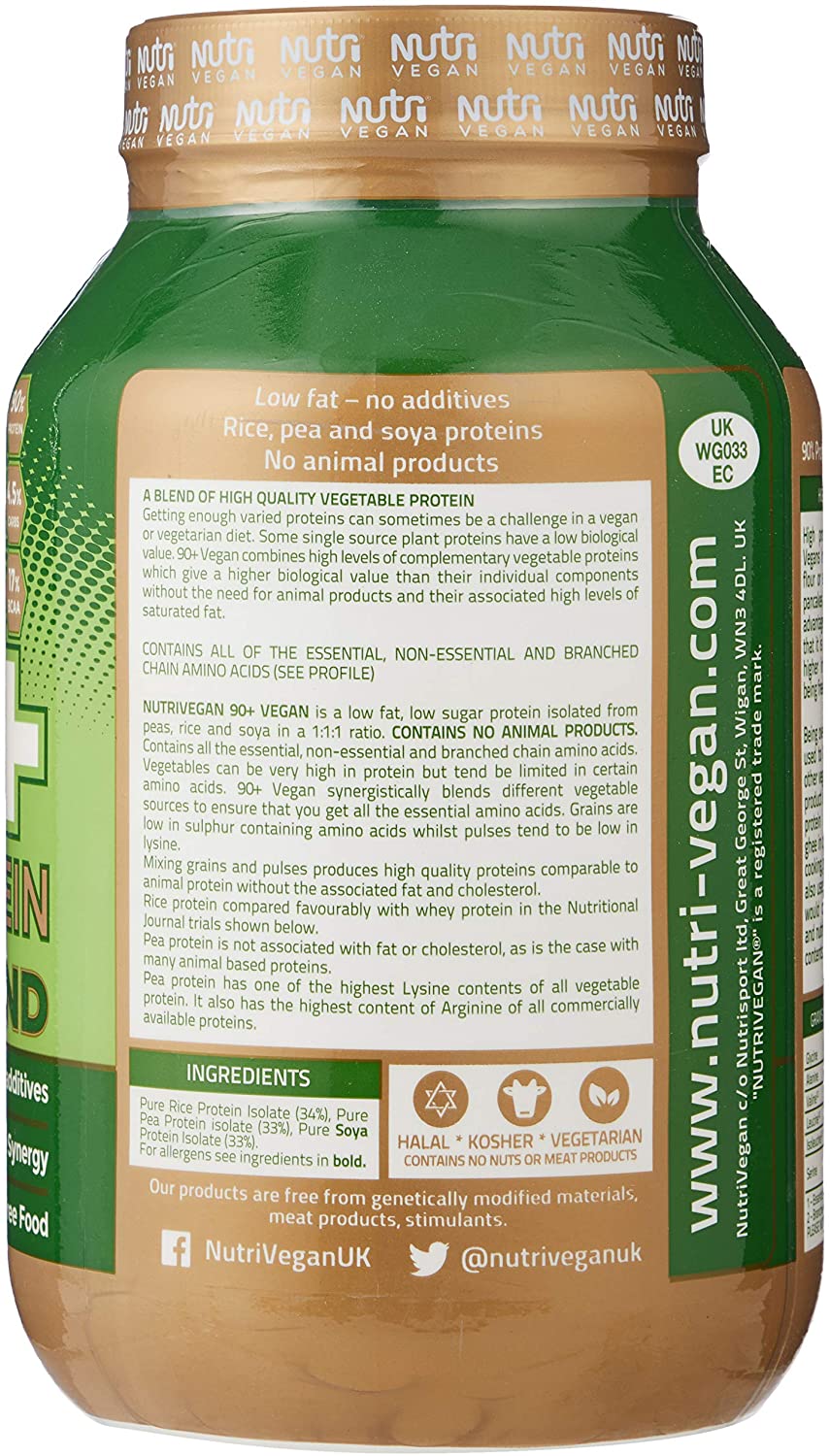 Nutrisport 90+ Protein Vegan Unflavoured 908g, 908 g (Pack of 1) - Image 2