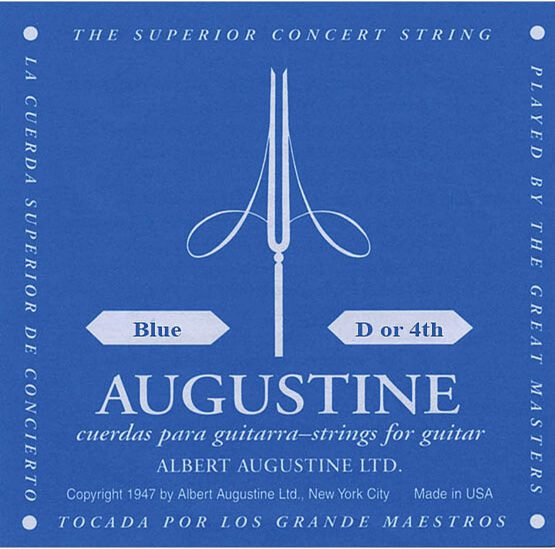 Augustine 650434 "Blue Label Single D4" Bass String for Classic Guitar