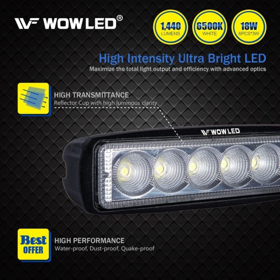 WOWLED 2 Pcs 18W LED Flood Lamp Work Driving Light for SUV ATV Boat Truck - Image 2