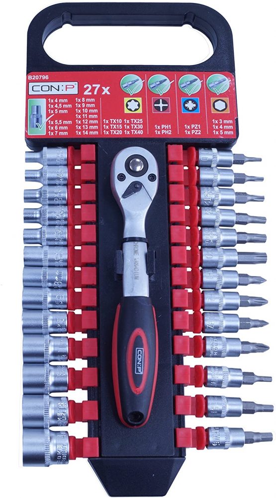 CON:P B20796 Socket with Ratchet, Set of 27 Pieces