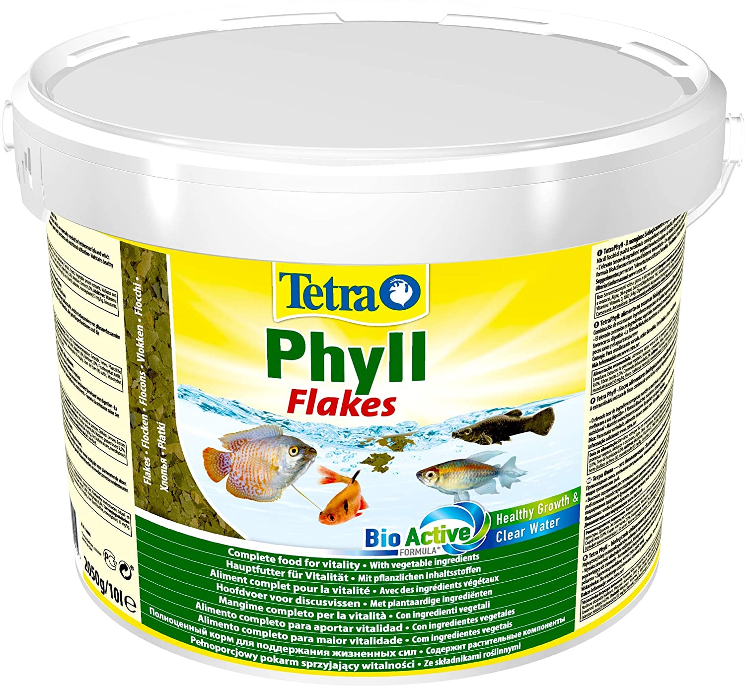 Tetra Phyll (main food for all herbivorous ornamental fish with vital fibre plus prebiotics), 10 litre bucket