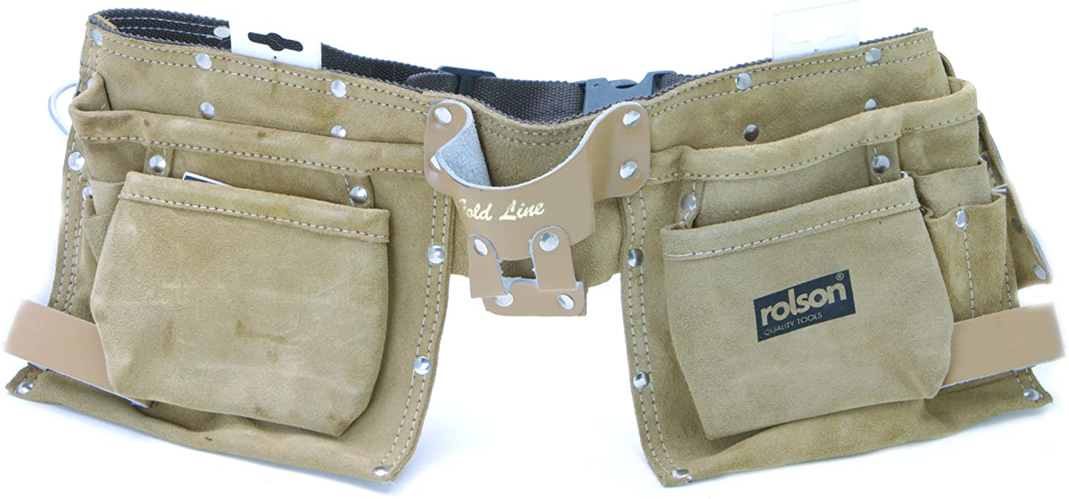 Rolson 68639 Professional Double Leather Tool Pouch, Brown, 49.8 x 21.4 x 8.6 cm; 580 Grams