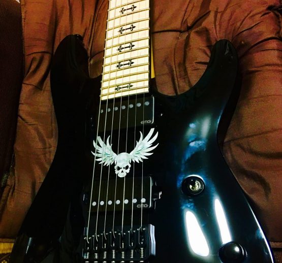 Inlay Sticker for Guitars & Bass - Winged Skull - White Pearl B-137WS-WT - Image 2