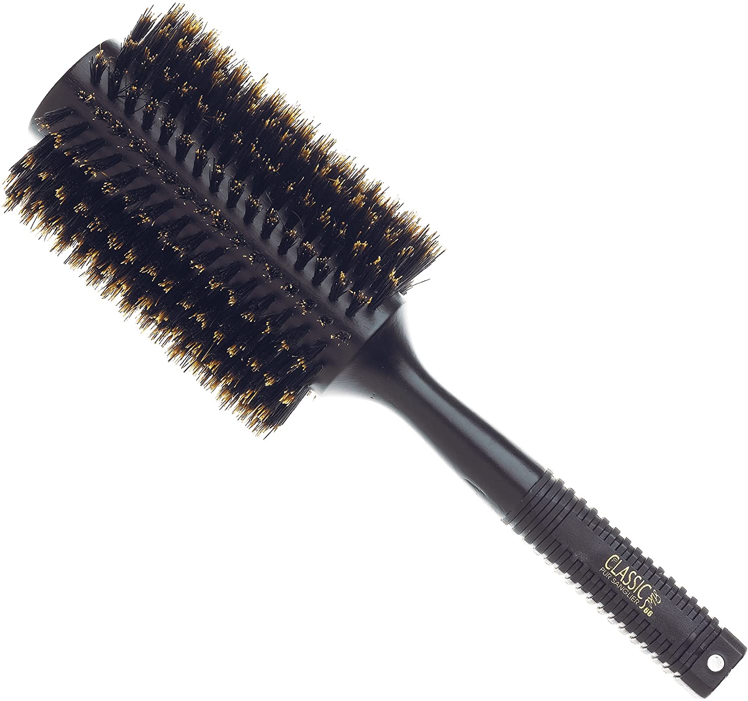 Sibel Classic 66 Black Wooden 70-mm Radial Brush - 100% Boar Bristle For Grip & Shine