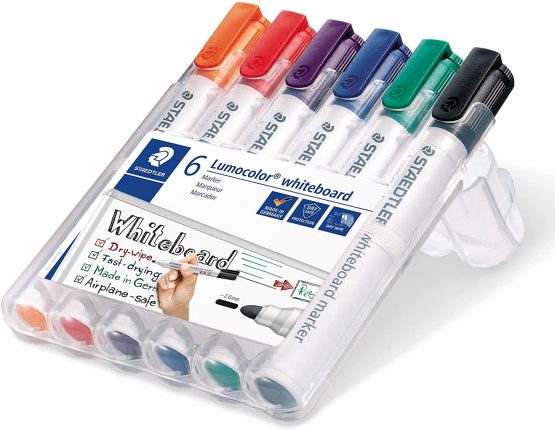 STAEDTLER 351WP6 Lumocolour Whiteboard Marker with Bullet Tip, Multicolor, Pack of 6 - Image 2