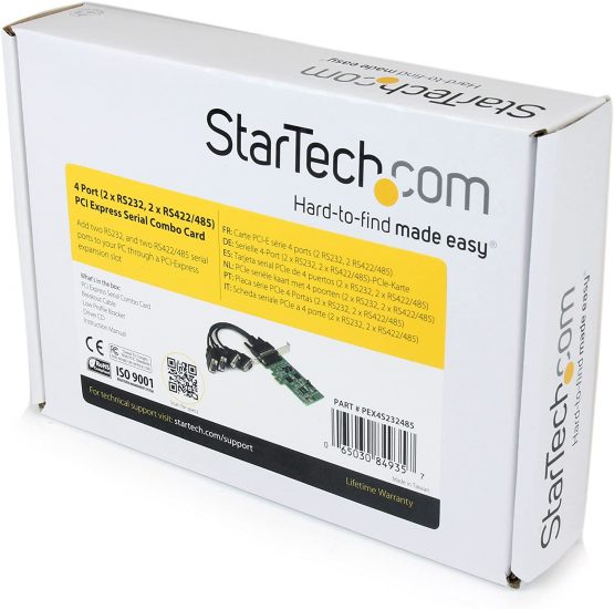 StarTech 4 Port PCI Express PCIe Serial Combo Card with Breakout Cable - 2 x RS232 2 x RS422 / RS485 - Dual Profile (PEX4S232485) - Image 2