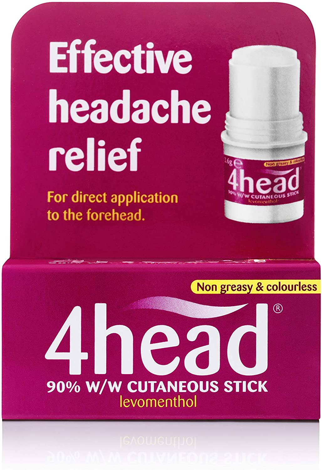 4 Head Levomenthol Stick for Headache Relief 3.6 g, Clear, 3.6 g (Pack of 1) - Image 2