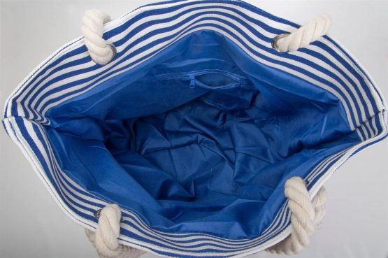 styleBREAKER Striped Look Beach Bag with Anchor, Sling Bag, Shopper, Women 02012038, Color:Blue-White/Red - Image 3