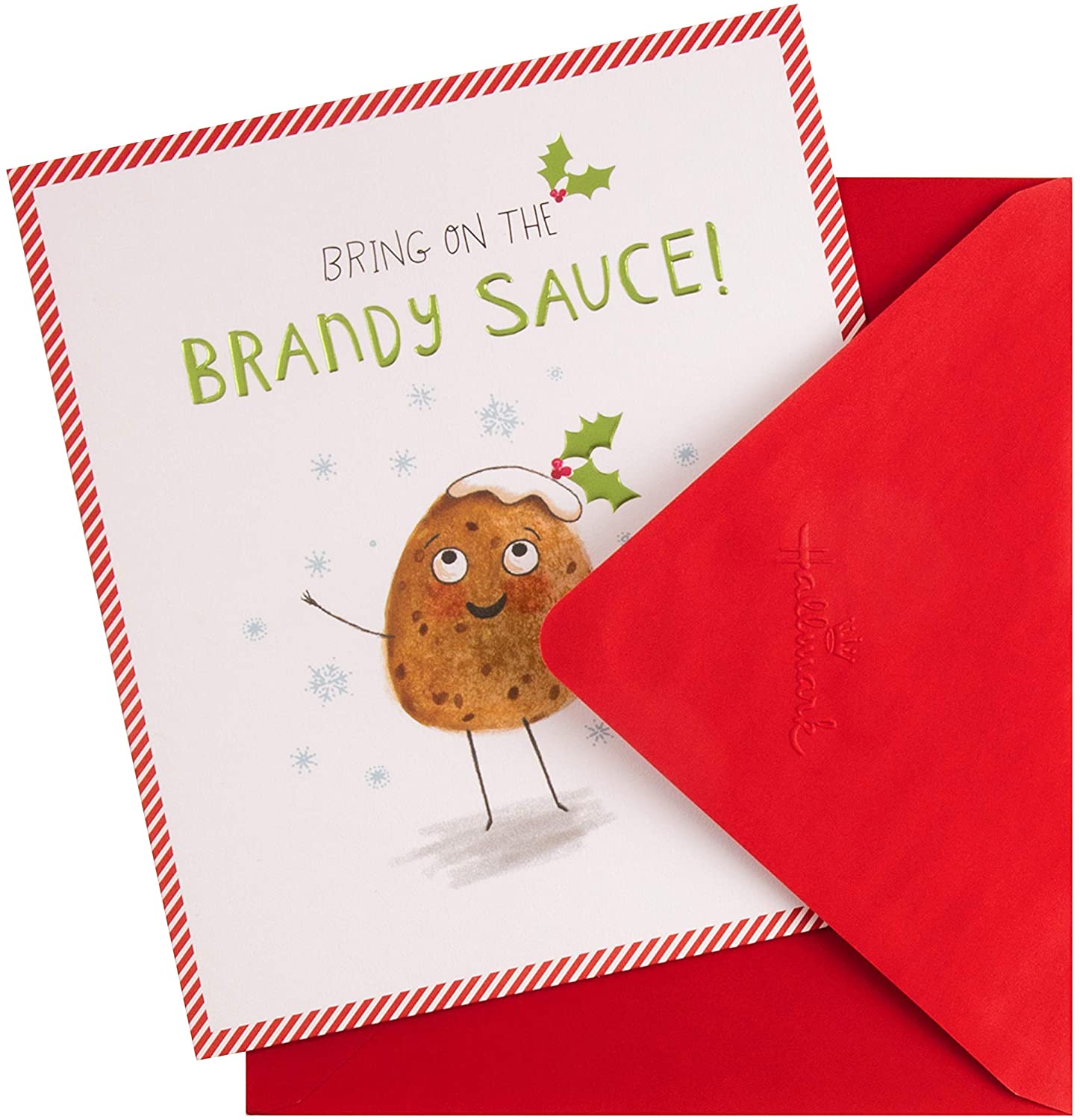 Christmas Card for Any Recipient from Hallmark - Funny Christmas Pudding Design, peach, 18cm x 16cm - Image 2