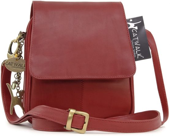 Catwalk Collection Handbags - Women's Leather Cross Body Shoulder Bag - Organiser Messenger with Long Adjustable Strap - TEAGAN