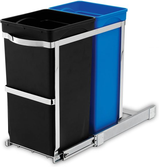 simplehuman CW1016 35L (20/15) Pull-out Recycling Kitchen Cupboard Cabinet Bin, Easy to Install, Commercial-Grade Ball-Bearing Tracks, Easy-Access Handle, Polished Heavy-Duty Steel Frame - Image 2
