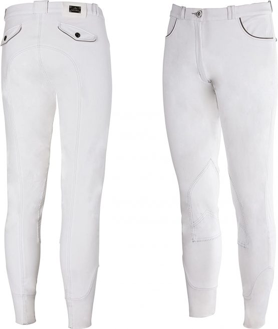 Equi-Theme/Equit'm Men's 979441046 Verona Breeches, White/Light Grey Contrasts and Piping, One Size