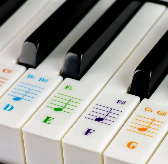 Color Piano Stickers for 88/76/61/54/49/37 Key Keyboards; Great visual tool for kids and beginners; Transparent and Removable