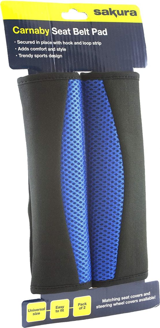 Sakura SS5322 Seat Belt Pads, Universal Fit, Set Of 2 - Carnaby Blue/black - Image 3
