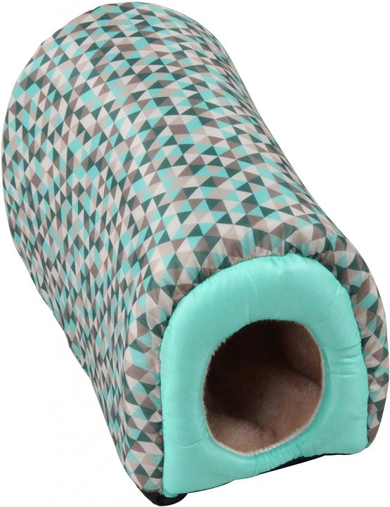 Dehner Hideout Cuddly Cave for Small Animals, Approx. 30.5 x 15 x 18 cm, nylon/plush, turquoise/grey
